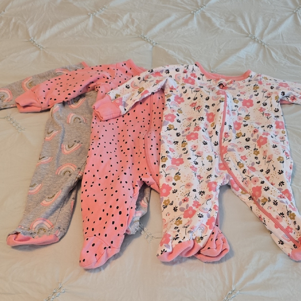 Gerber Pink and Gray Kids Footies